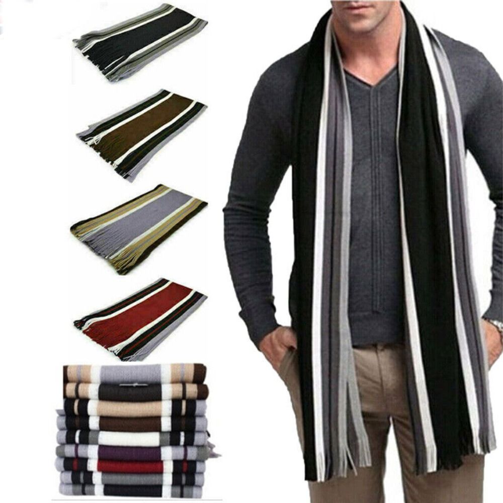 Cashmere Men Striped Scarf Fas - Wool Scarf Men recension och pris