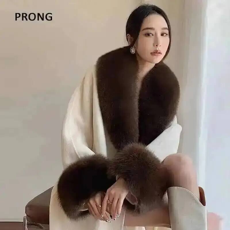 100% Real Fox Fur Collar Winte - Shawl Wrap Winter recension och pris