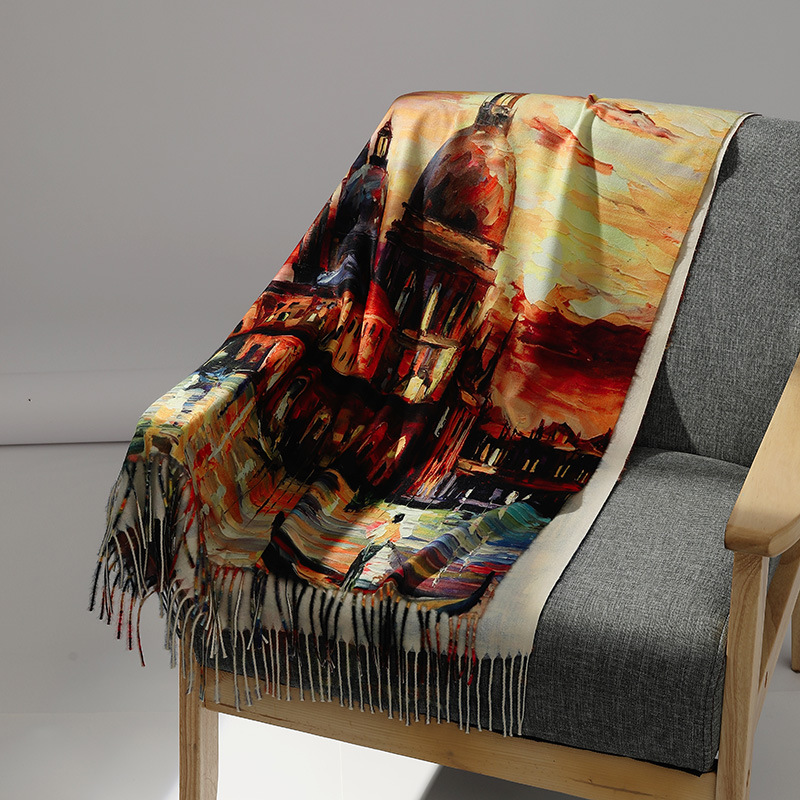 Luxury Brand Oil Painting Cash - Shawl Wrap Winter recension och pris